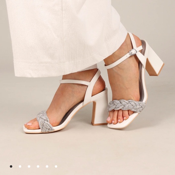 ALLURE RHINESTONE BLOCK HEEL - WHITE - Picture 2 of 8